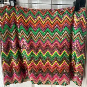 Haute Hippie Sequins Low Waisted Mini Skirt, SMALL